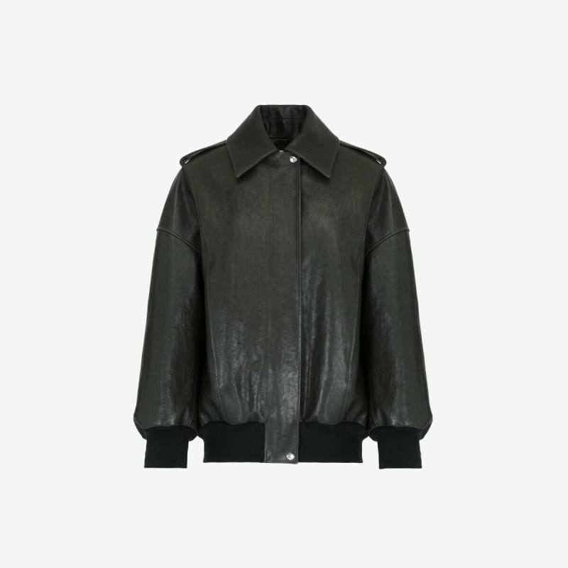Alexander McQueen Women's Green Aviator Bomber Jacket - 6 (Lambskin)